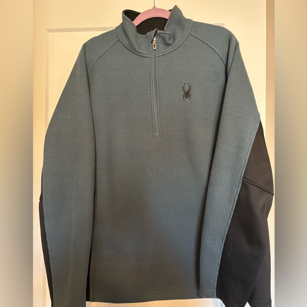 Men’s Spyder knit and fleece jacket Gray Blue w/-Navy‎ side XXL